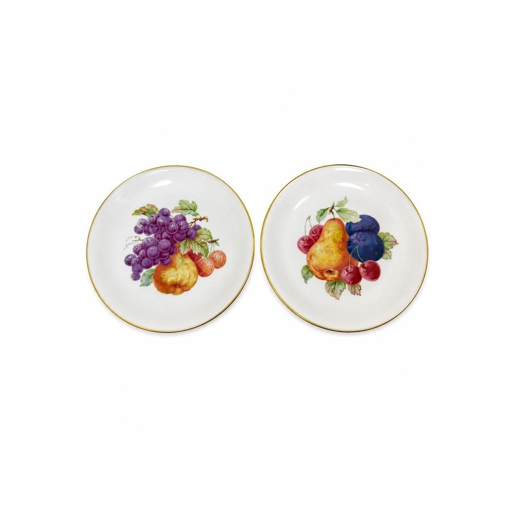 Pair Royal Signet Zeh Scherzer Fruit Themed Plates Bavarian China Germany‎ 7.5"